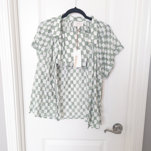 Cleobella X Arrows and Bows Collab Checked Shorts Set Green - Picture 3 of 6
